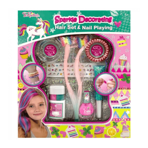 Tokidas - Decorating Hair And Sparkle Nail Make up Set Playing Set For Girls (MSTK18)