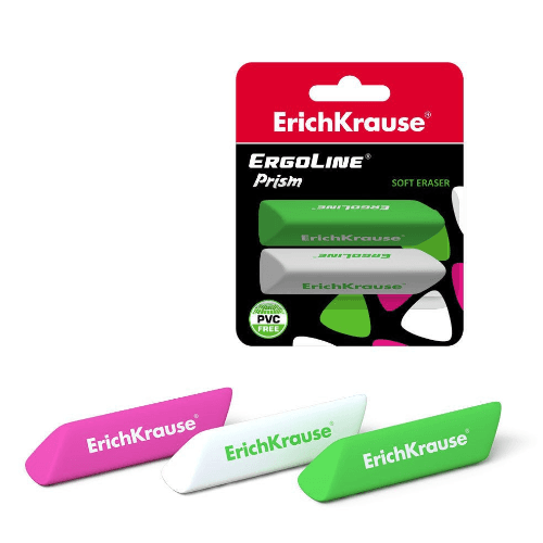 Eraser Eco-Friendly & Thermoplastic Rubber 60 Ð¥ 14 Ð¥ 14 Mm Erichkrause Ergoline  (In Blister 2 Pcs