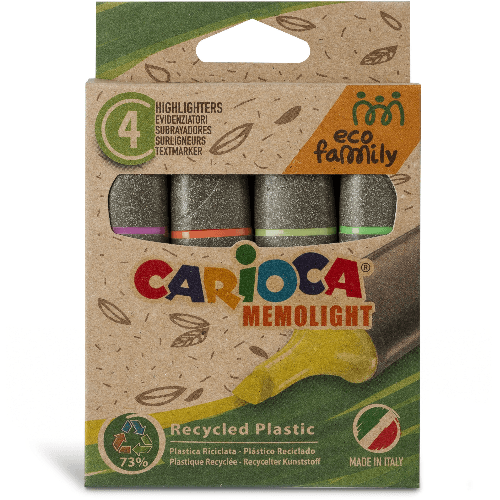 Highlighter Standard 5mm Chisel, Set of 4Pcs  Assorted, Carioca - eco Family