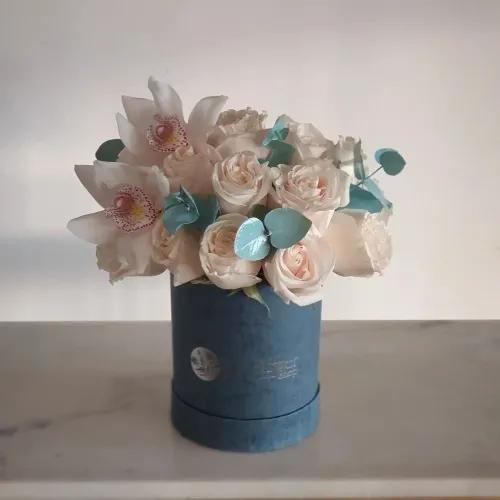 Blue Box With White Flowers