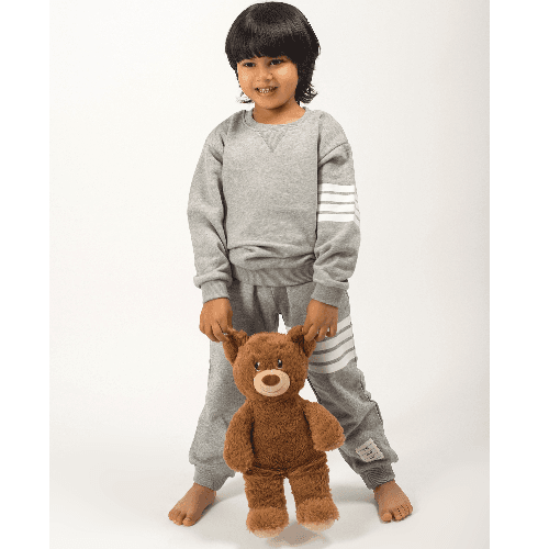 Kids Cotton Grey Set With Stripe Design