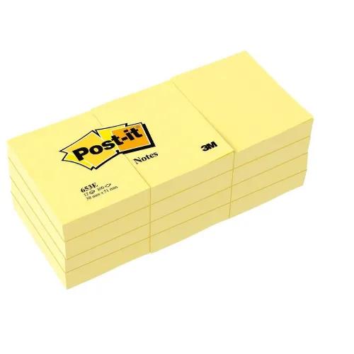 Note Post-It adhesive 100 sheets X12/pk    1.5" X 2" Yellow