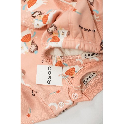 Be Cosy Girls Pink Winter Pyjama With Princess And Unicorn Print