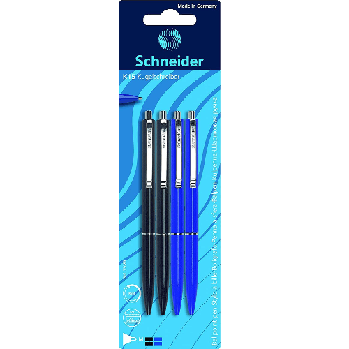 Ballpoint pen K15 2xblack/2xblue Blister 4 pieces