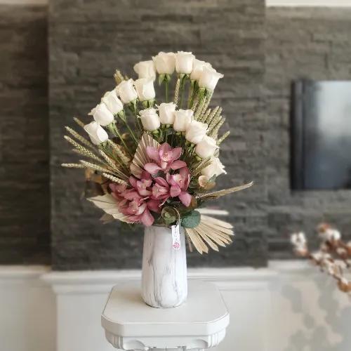 Ceramic Vase With Mixed Flowers