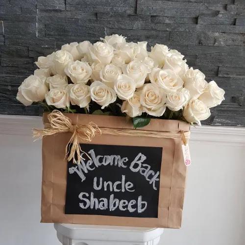 Floral Bag With White Roses