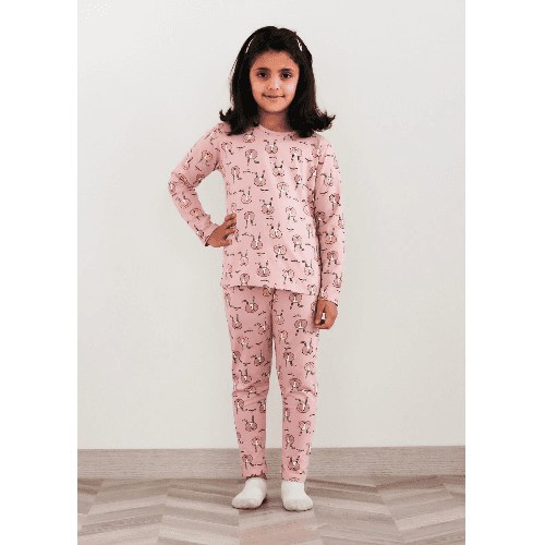 Be Cosy Kid'S Pj Set In Pink With Rabbit Print