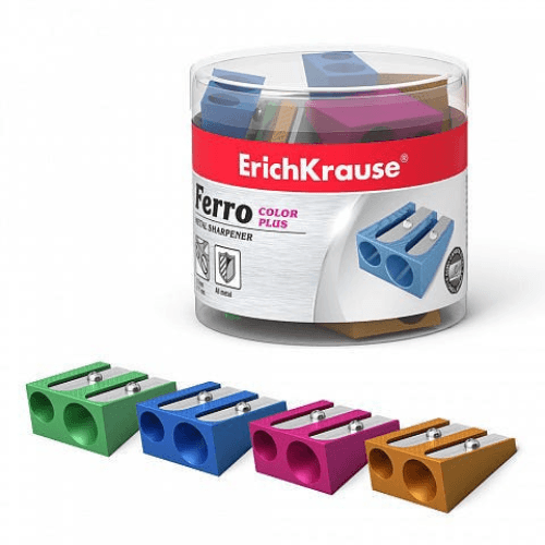 Sharpener Double Hole Aluminum Erichkrause Ferro Color Plus, Assorted Color