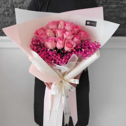 Hand Bouquet With Pink Flowers