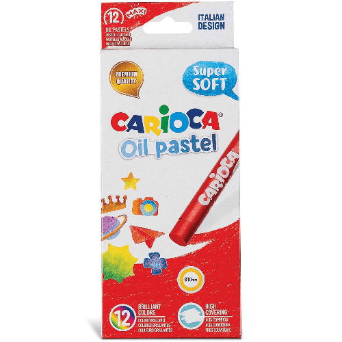 Oil Pastels Set Of 12 Colors, Maxi Ã˜ 10, Carioca