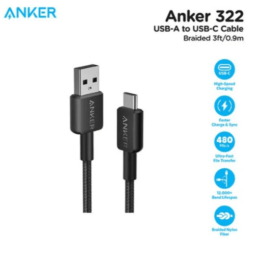 Anker 322 Usb To Type C Nylon Cable 0.9M