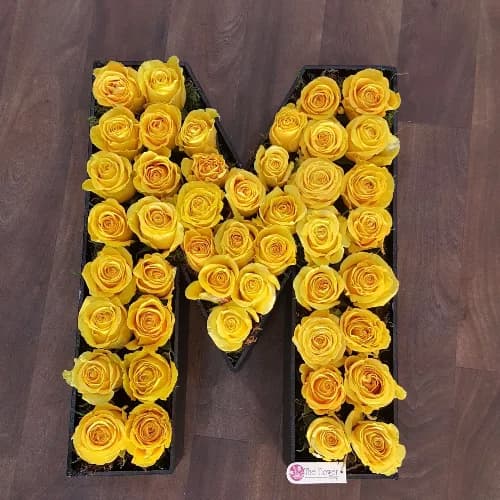 Letter M With Yellow Roses