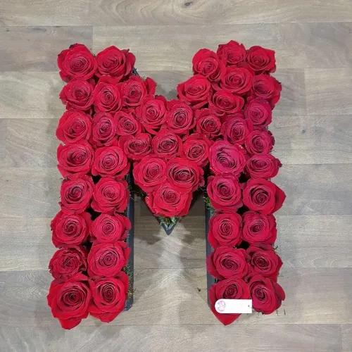 Letter M With Red Roses