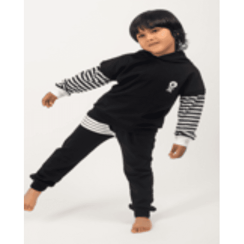 Kids ‘Give Me Five’ Black And White Set With Hoodie