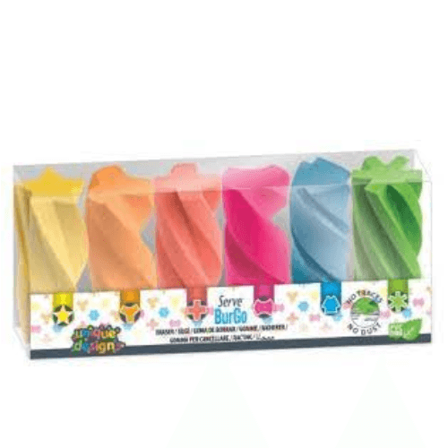 Serve Burgo Eraser , Pastel Colours,  6 Pieces In Pet Pack