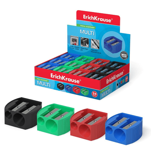 Sharpener Double Hole Plastic Erichkrause Multi, Assorted Color