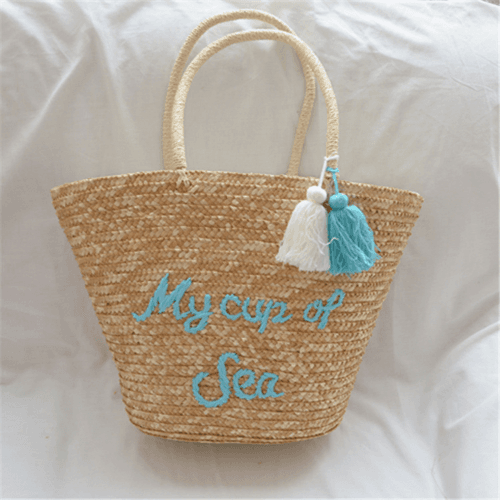 Straw Beach Bags My Cup Of Sea (Blue)