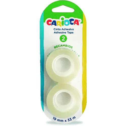 Tape  adhesive 1" Core    19 mm X 33 m Transparent, Pack of 2 pcs , Carioca