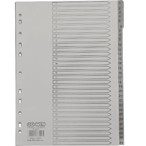 Divider Index 1-31 Grey  PP  A4 Grey