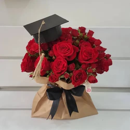 Floral Bag With Red Roses And Baby Roses