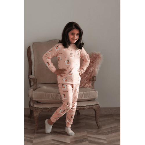 Be Cosy Girls Pink Winter Pyjama With Princess And Unicorn Print