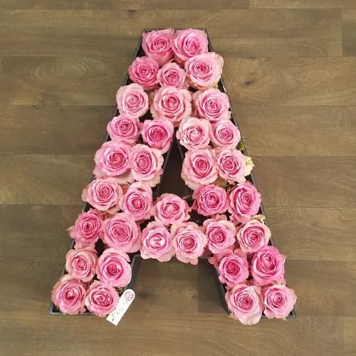 Letter A With Pink Roses