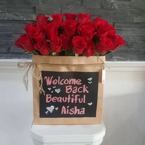 Floral Bag  With Red Roses