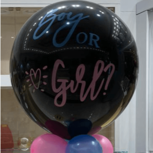 Black Gender Reveal Balloons with Helium