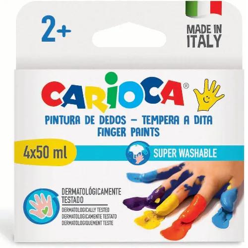 Finger Paints Set Of 4 x 50Ml, Washable, Non-toxic & odourless , Carioca