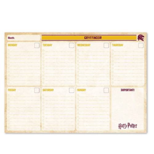 Weekly Planner Notepad A4 Harry Potter Gryffindor