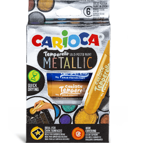 Tempera Stick, Set Of 6 Metallic Color, Carioca Temperello