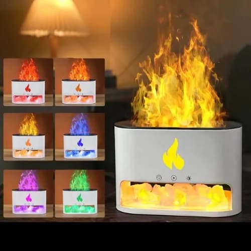 Crystal Stone Flame Aroma Diffuser Humidifier Led Light