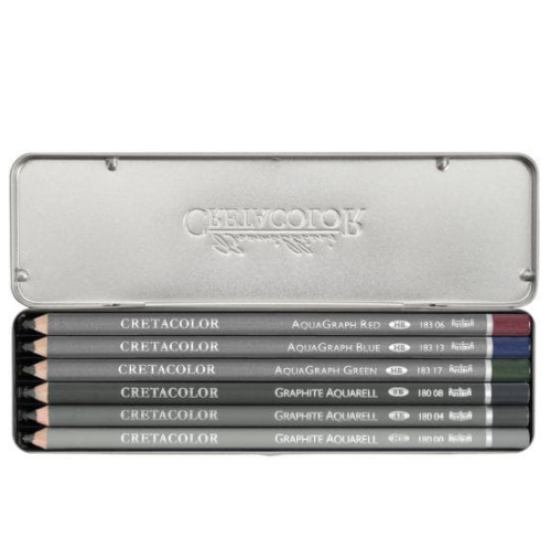 Aquarell Graphite Pencils Pocket Set - Aqua Graph Set - Small, Tin Box, 6 Pcs