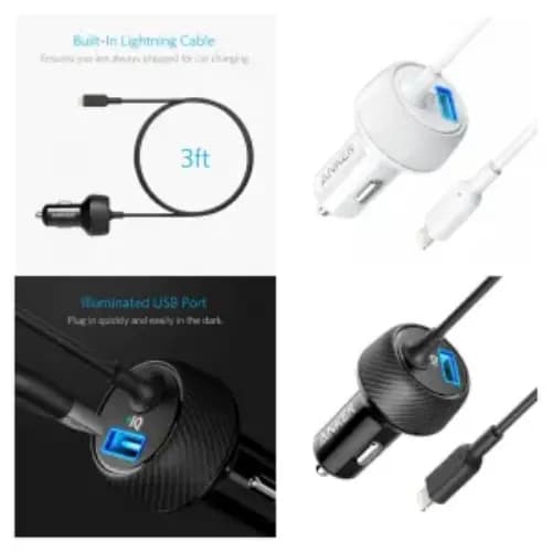 Anker Car Charger Powerdrive + 2 Ports[ White ]