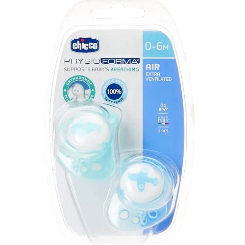 New-Soother Ph.Air Blue Sil 6-16M 2Pcs B