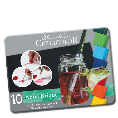 Water-Soluble Blocks - Aqua Brique, Set Of 10 Colors, Tin Box