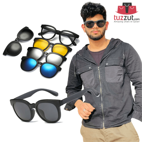 5 In 1 Magic Vision Stylish Sunglasses - Quick Change Magnet Lenses 5 Different Colors Both For Men And Women