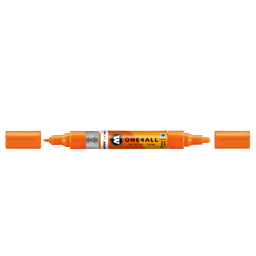 Acrylic Marker One4All Twin 1,5/4mm #218 Neon Orange Fluoresc. Molotow