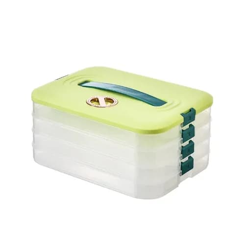 4 Layer Large Capacity Stackable Dumpling Snack Storage Box With Freshness Timer