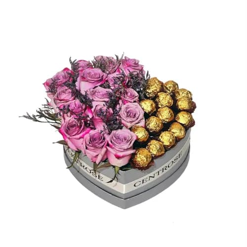 Grey Box With Rose Chocolate