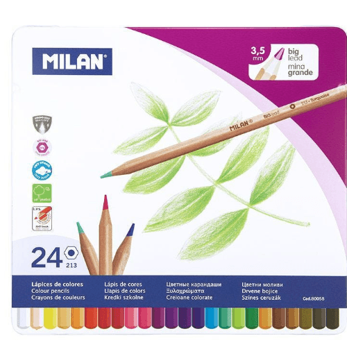 Color Pencil Set Of 24, With Thick Lead, Ã˜ 3.5 Mm, Metal Box