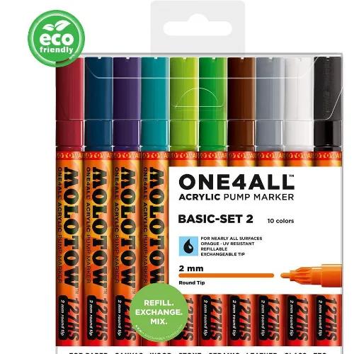 Acrylic Marker One4All 127HS 2mm Wallet Basic-Set 2 10 Piece. Molotow