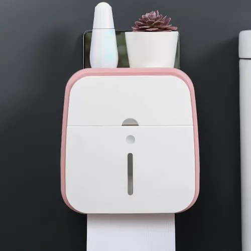 3In1 Toilet Paper Holder Punch Free Wall Mount Tissue Box