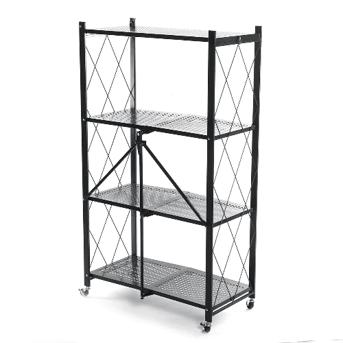 4 Tier Foldable Storage Rack With Movable Wheel