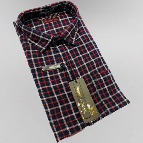 Mc13Gd38 Boccatti Men Regular Fit Dark Blue And Red Checkered Casual Shirt Size 38