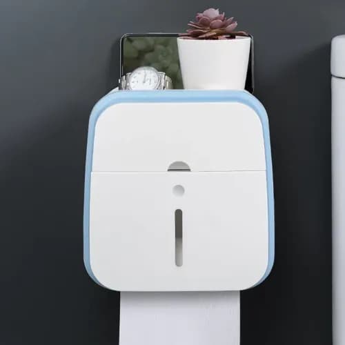 3In1 Toilet Paper Holder Punch Free Wall Mount Tissue Box