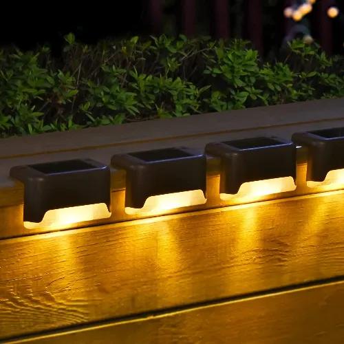 4 Pcs Solar Led Stair Case Lights, Deck Lights Outdoor Path Step Lamps