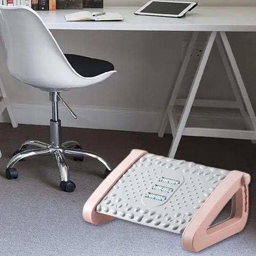 Adjustable Home Office Under Desk Raised Massage Footrest, Tilting Stress Relief Slanted Foot Support