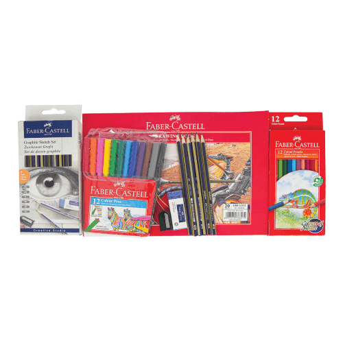 Faber Castle 12 Color Pen, Drawing Book & 12 Colour Pencil