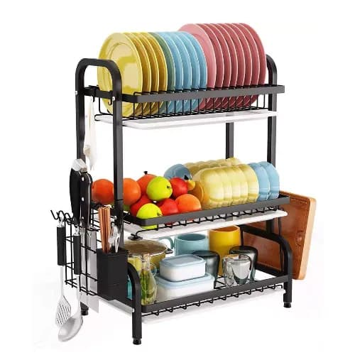 3 Tier Metallic Kitchen Dish Drying Rack